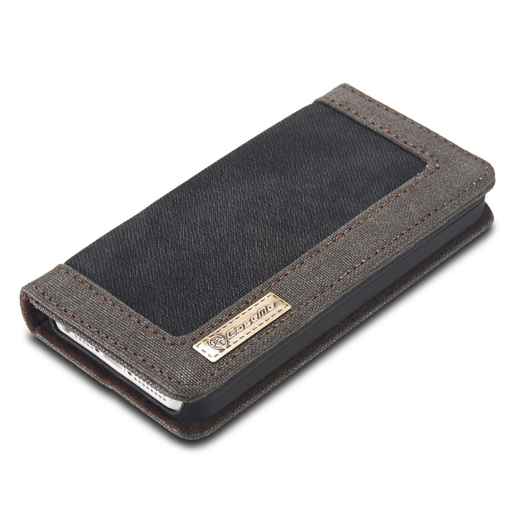 CASEME Bolsa de lona para couro Wallet Bolsa para iPhone SE / 5s / 5 - negro-4