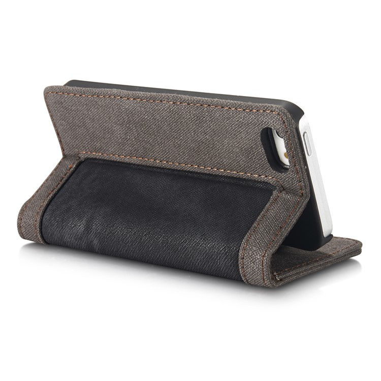 CASEME Bolsa de lona para couro Wallet Bolsa para iPhone SE / 5s / 5 - negro-5