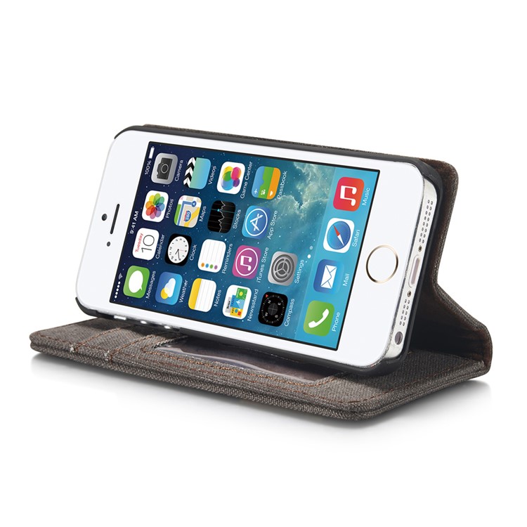 CASEME Bolsa de lona para couro Wallet Bolsa para iPhone SE / 5s / 5 - negro-6