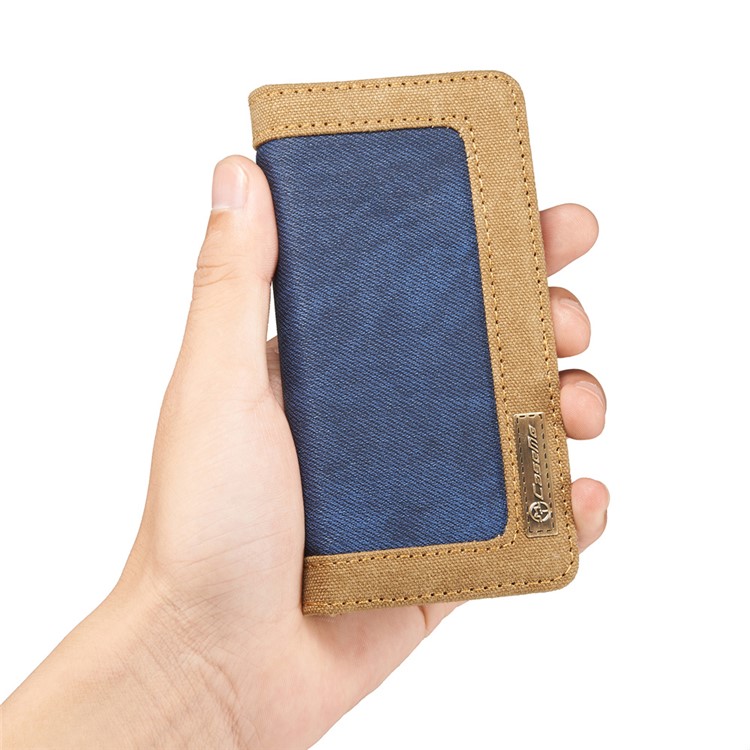 CASEME Lona Capa De Couro Caso Titular De Cartão De Stand Para Iphone Se / 5s / 5 - Azul-12