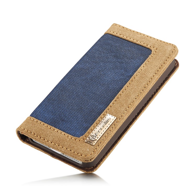 CASEME Lona Capa De Couro Caso Titular De Cartão De Stand Para Iphone Se / 5s / 5 - Azul-3