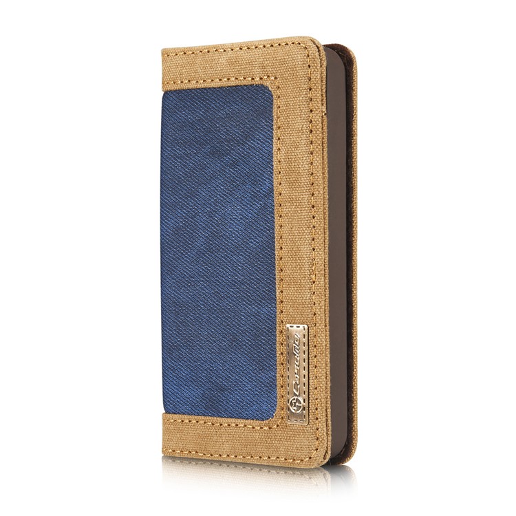 CASEME Lona Capa De Couro Caso Titular De Cartão De Stand Para Iphone Se / 5s / 5 - Azul-8