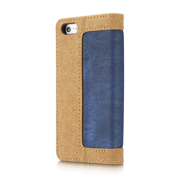 CASEME Lona Capa De Couro Caso Titular De Cartão De Stand Para Iphone Se / 5s / 5 - Azul-9