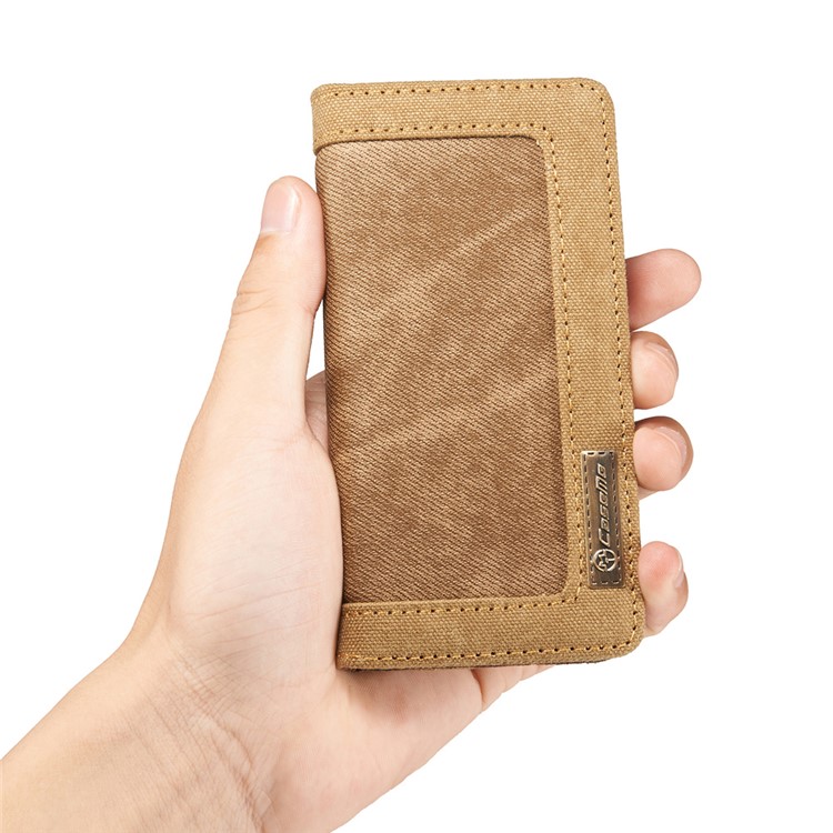 CASEME Canvas Haut Ledertasche Brieftasche Stehen Für Iphone Se / 5s / 5 - Braun-10