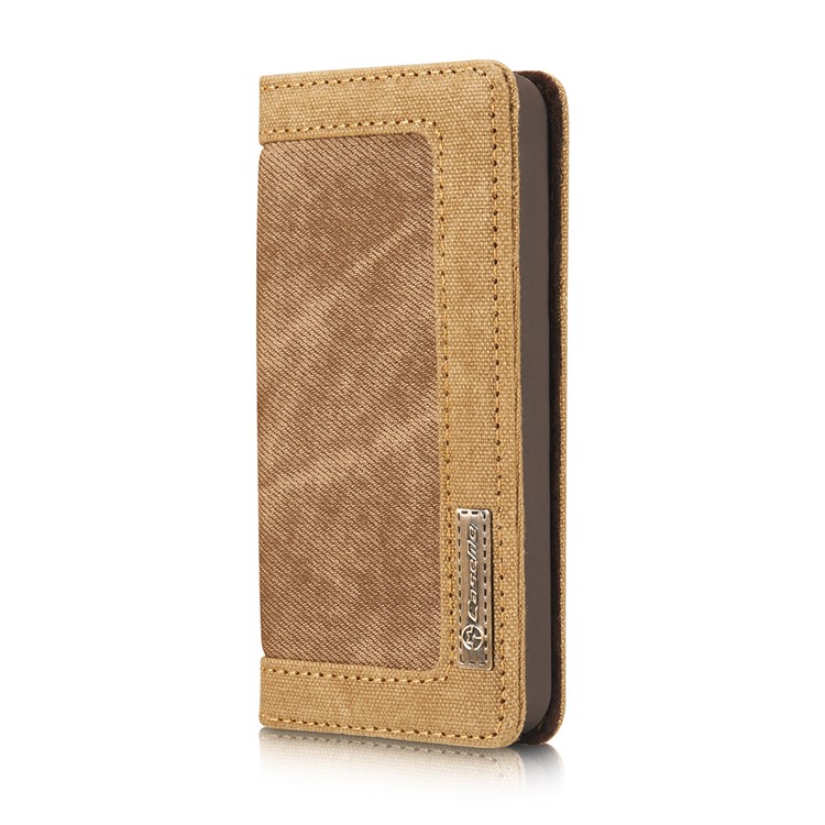 CASEME Canvas Haut Ledertasche Brieftasche Stehen Für Iphone Se / 5s / 5 - Braun-6