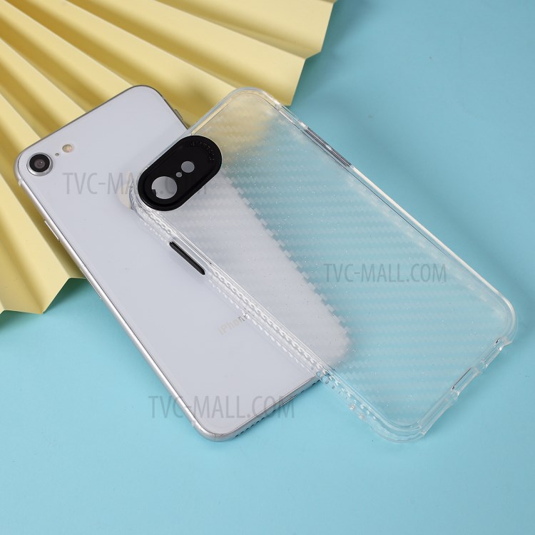 Clear Carbon Fiber Texture TPU + PC Phone Cover Case for Apple iPhone 8/7/SE (2nd Generation) - Black-1