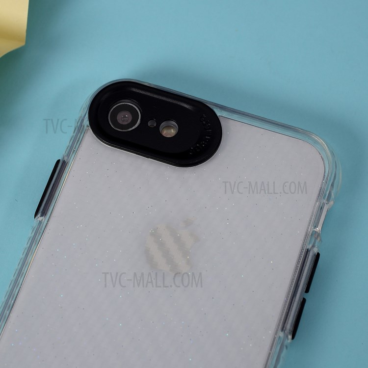 Clear Carbon Fiber Texture TPU + PC Phone Cover Case for Apple iPhone 8/7/SE (2nd Generation) - Black-3