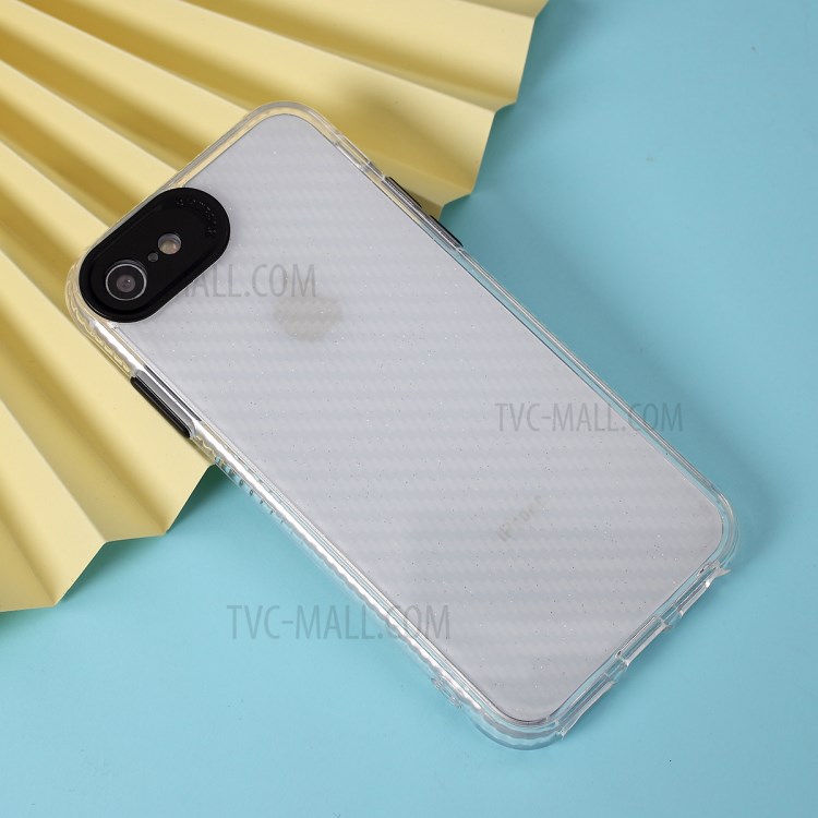 Clear Carbon Fiber Texture TPU + PC Phone Cover Case for Apple iPhone 8/7/SE (2nd Generation) - Black-5