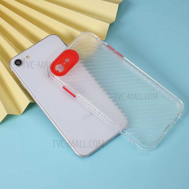 Clear Carbon Fiber Texture TPU + PC Phone Cover Case for Apple iPhone 8/7/SE (2nd Generation) - Red-1