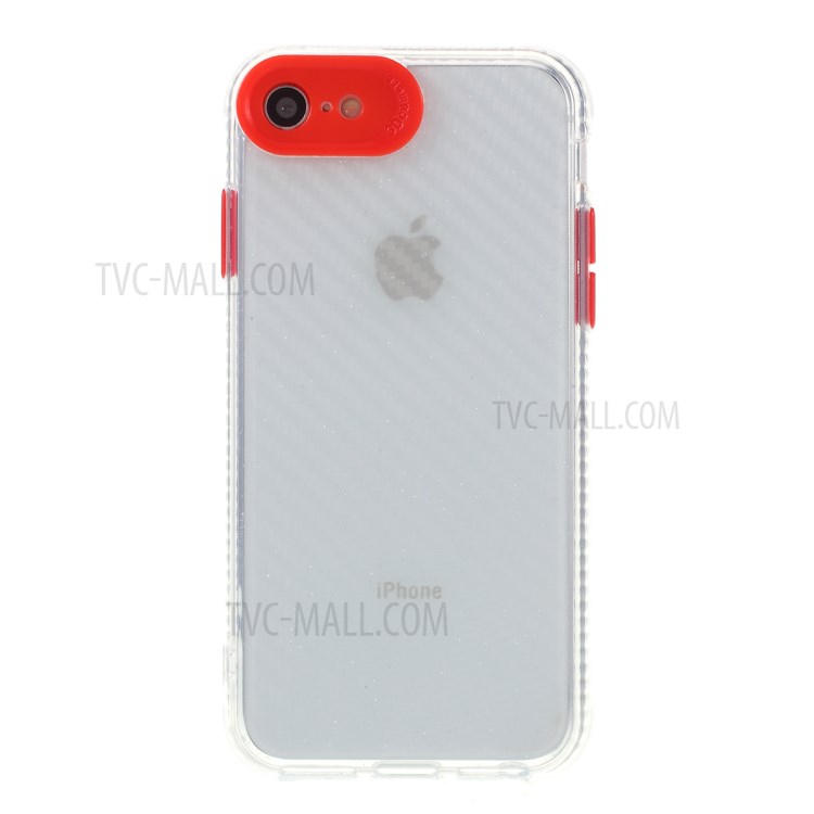 Clear Carbon Fiber Texture TPU + PC Phone Cover Case for Apple iPhone 8/7/SE (2nd Generation) - Red-2