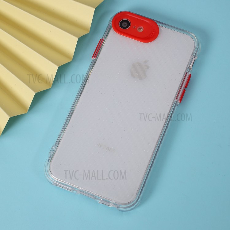 Clear Carbon Fiber Texture TPU + PC Phone Cover Case for Apple iPhone 8/7/SE (2nd Generation) - Red-3