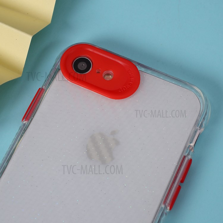 Clear Carbon Fiber Texture TPU + PC Phone Cover Case for Apple iPhone 8/7/SE (2nd Generation) - Red-4