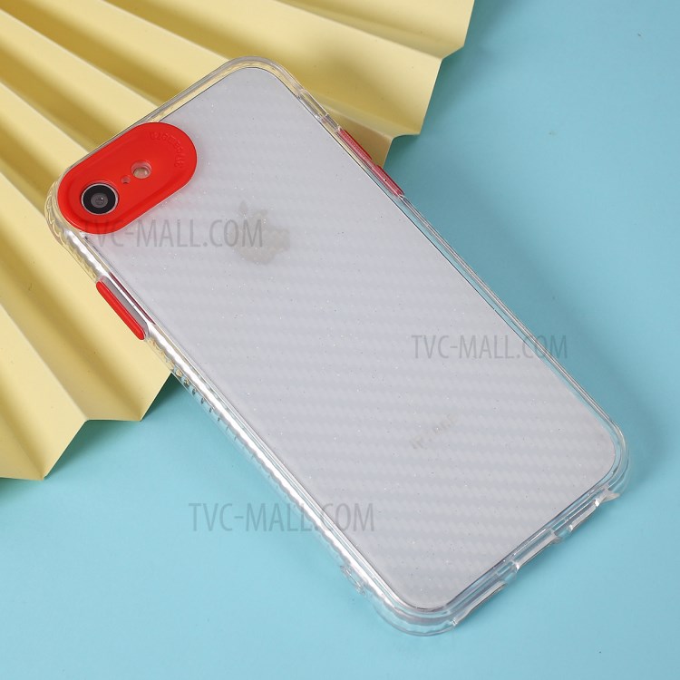 Clear Carbon Fiber Texture TPU + PC Phone Cover Case for Apple iPhone 8/7/SE (2nd Generation) - Red-6