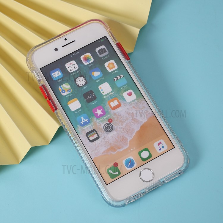 Clear Carbon Fiber Texture TPU + PC Phone Cover Case for Apple iPhone 8/7/SE (2nd Generation) - Red-7