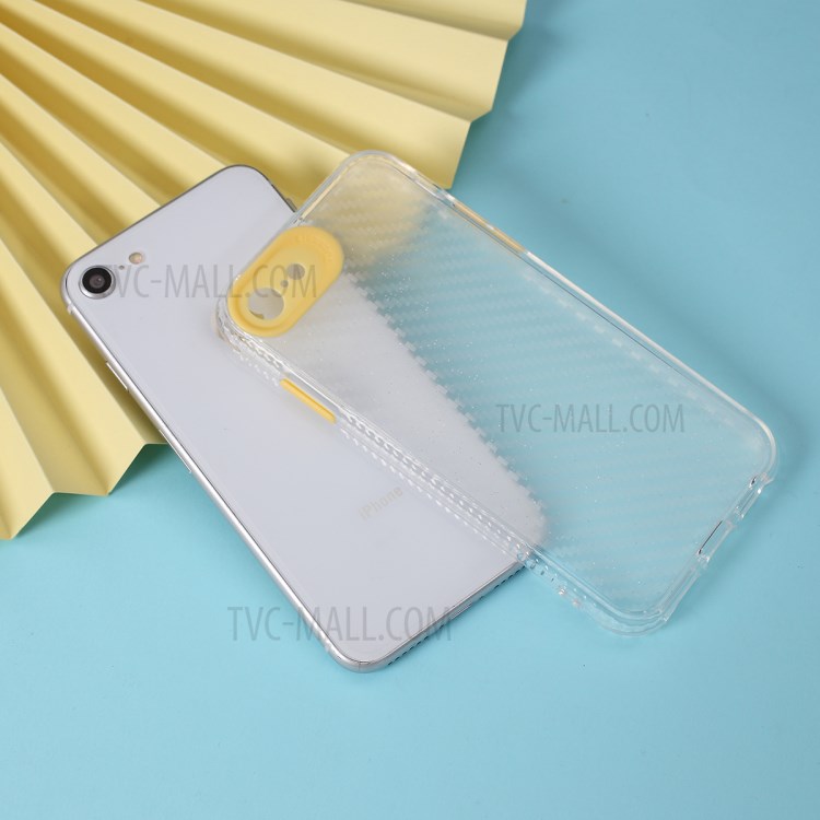 Clear Carbon Fiber Texture TPU + PC Phone Cover Case for Apple iPhone 8/7/SE (2nd Generation) - Yellow-1