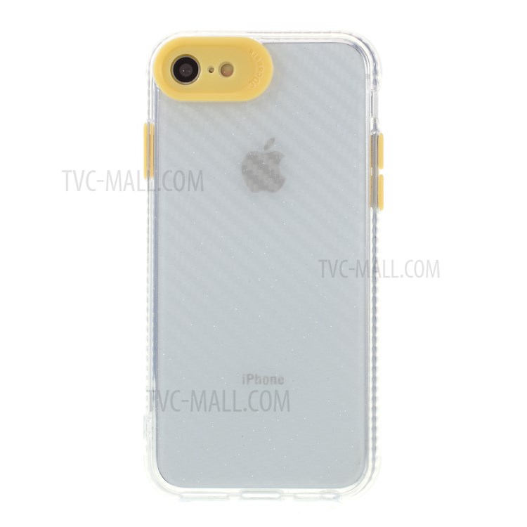 Clear Carbon Fiber Texture TPU + PC Phone Cover Case for Apple iPhone 8/7/SE (2nd Generation) - Yellow-2