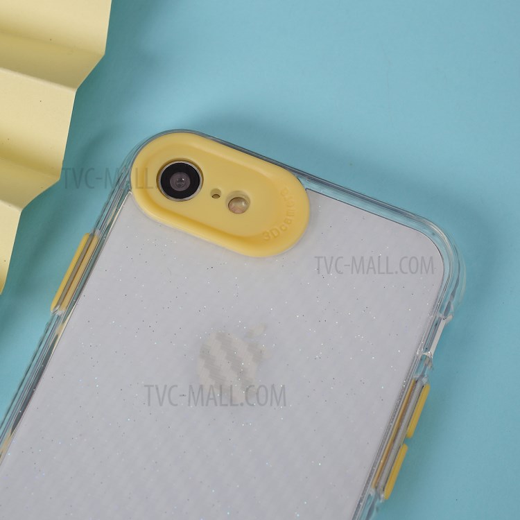Clear Carbon Fiber Texture TPU + PC Phone Cover Case for Apple iPhone 8/7/SE (2nd Generation) - Yellow-4