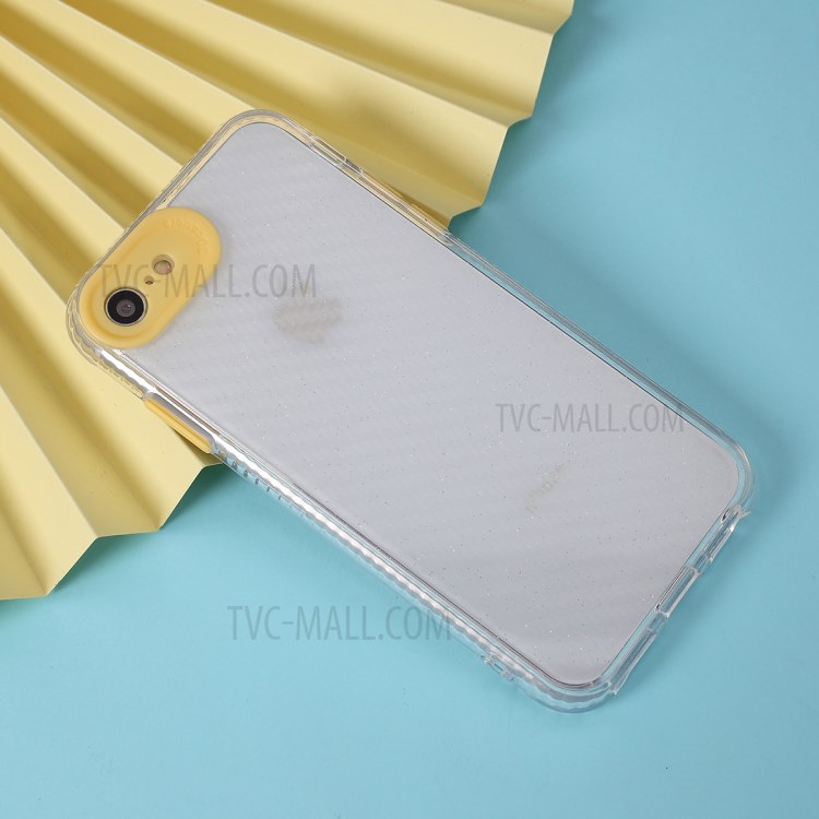 Clear Carbon Fiber Texture TPU + PC Phone Cover Case for Apple iPhone 8/7/SE (2nd Generation) - Yellow-5