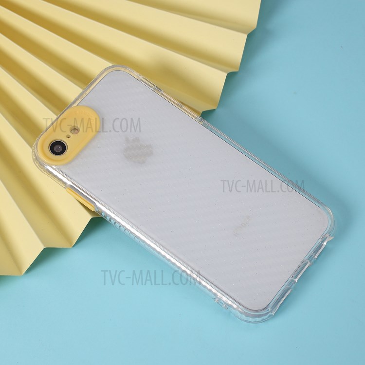 Clear Carbon Fiber Texture TPU + PC Phone Cover Case for Apple iPhone 8/7/SE (2nd Generation) - Yellow-6