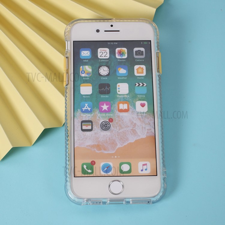 Clear Carbon Fiber Texture TPU + PC Phone Cover Case for Apple iPhone 8/7/SE (2nd Generation) - Yellow-7