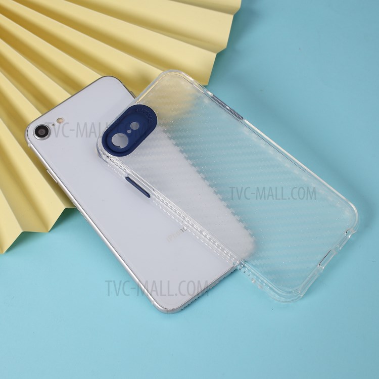 Clear Carbon Fiber Texture TPU + PC Phone Cover Case for Apple iPhone 8/7/SE (2nd Generation) - Blue-1