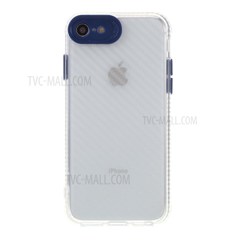 Clear Carbon Fiber Texture TPU + PC Phone Cover Case for Apple iPhone 8/7/SE (2nd Generation) - Blue-3