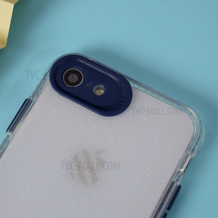 Clear Carbon Fiber Texture TPU + PC Phone Cover Case for Apple iPhone 8/7/SE (2nd Generation) - Blue-4