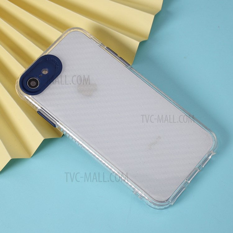 Clear Carbon Fiber Texture TPU + PC Phone Cover Case for Apple iPhone 8/7/SE (2nd Generation) - Blue-6