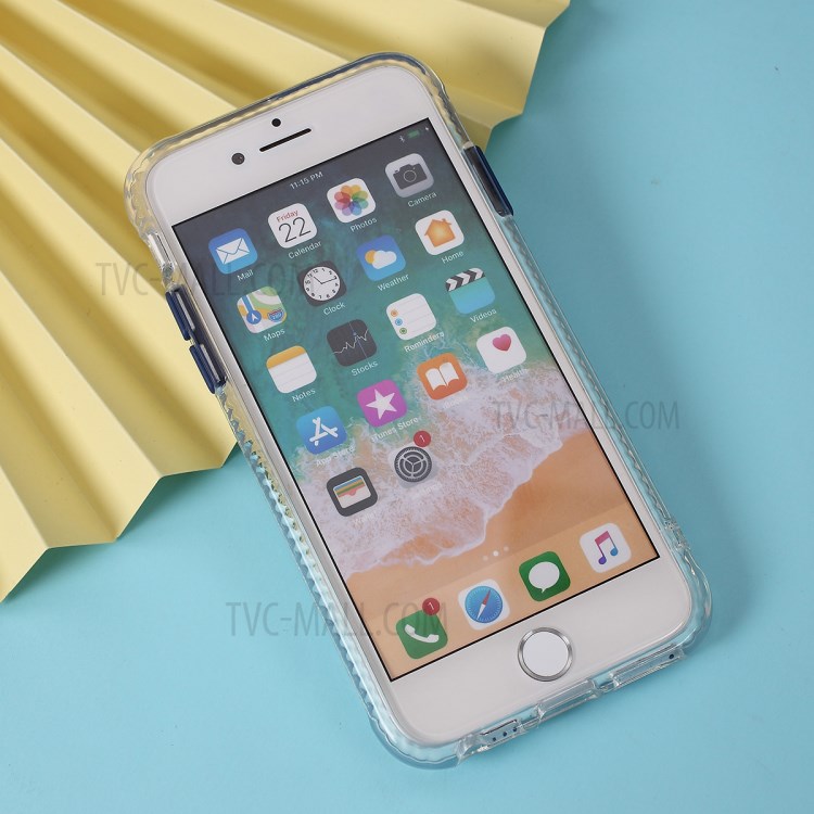 Clear Carbon Fiber Texture TPU + PC Phone Cover Case for Apple iPhone 8/7/SE (2nd Generation) - Blue-7