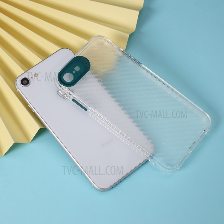 Clear Carbon Fiber Texture TPU + PC Phone Cover Case for Apple iPhone 8/7/SE (2nd Generation) - Green-1