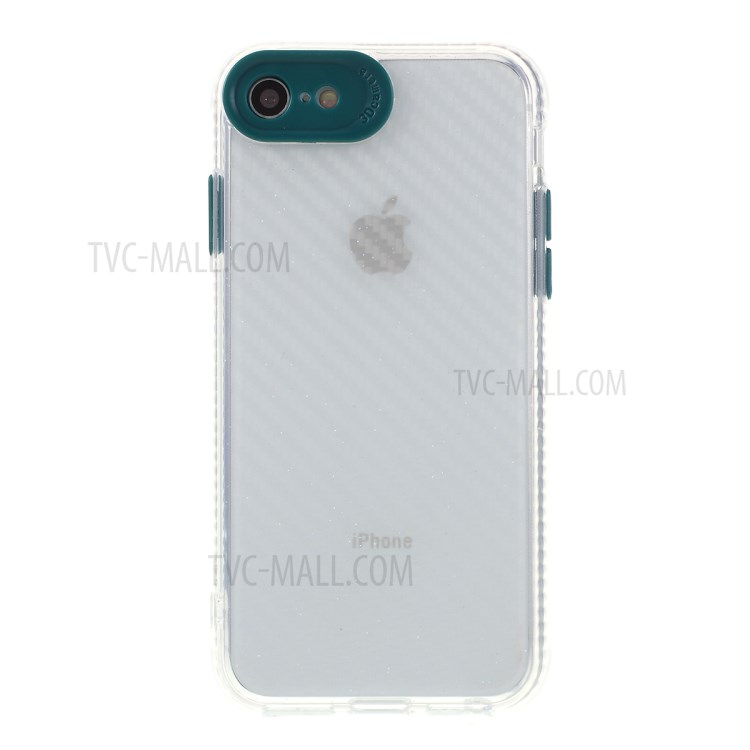 Clear Carbon Fiber Texture TPU + PC Phone Cover Case for Apple iPhone 8/7/SE (2nd Generation) - Green-2