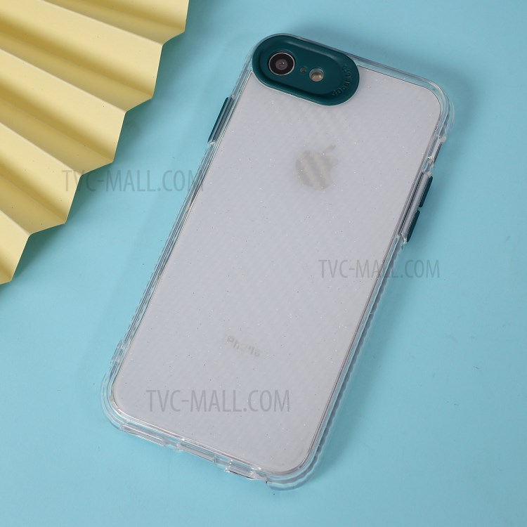 Clear Carbon Fiber Texture TPU + PC Phone Cover Case for Apple iPhone 8/7/SE (2nd Generation) - Green-3