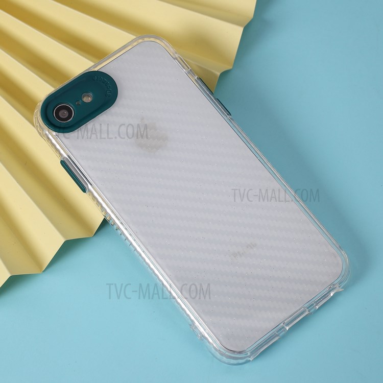 Clear Carbon Fiber Texture TPU + PC Phone Cover Case for Apple iPhone 8/7/SE (2nd Generation) - Green-6