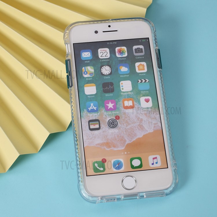 Clear Carbon Fiber Texture TPU + PC Phone Cover Case for Apple iPhone 8/7/SE (2nd Generation) - Green-7