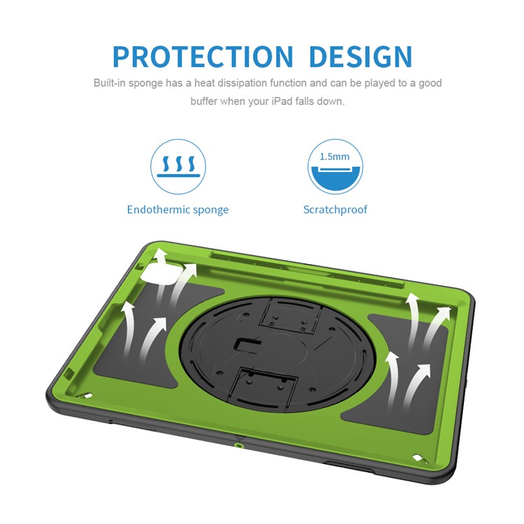 Pour IPad Pro 12,9 Pouces (2020) / (2020) / (2018) Sangle Pivotante À 360 Degrés Bande De Tablée PC + Tablette De Silicone Avec Bandoulière - Vert