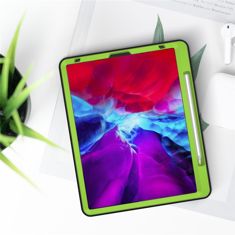 Pour IPad Pro 12,9 Pouces (2020) / (2020) / (2018) Sangle Pivotante À 360 Degrés Bande De Tablée PC + Tablette De Silicone Avec Bandoulière - Vert