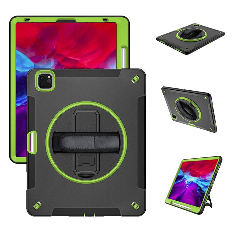 Per IPad Pro 12.9-pollici (2021) / (2020) / (2018) Girevole A 360 Gradi Handy Cinturino Pc + Custodia Tablet In Silicone Con Tracolla - Verde-27