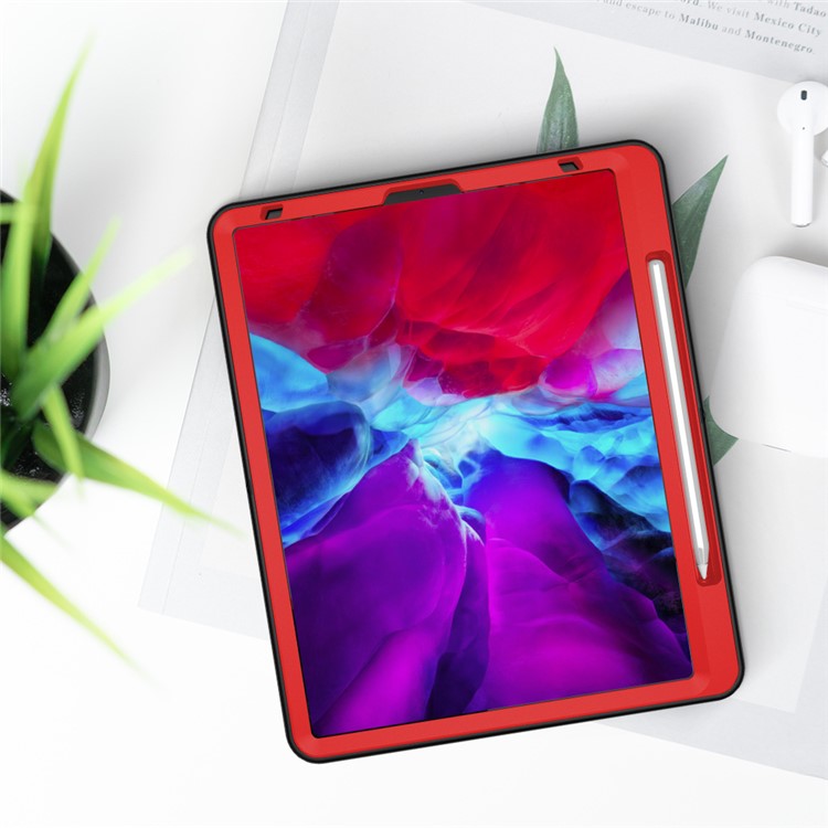 360° Swivel Handy Strap Kickstand PC + Silicone Hybrid Tablet Case with Shoulder Strap for iPad Pro 12.9-inch (2020)/(2018) - Rose-21