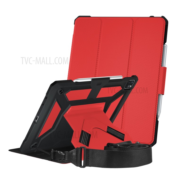 Shockproof PU Leather Tablet Case for iPad Pro 12.9-inch (2020)/(2018) - Red-1