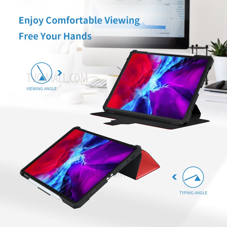 Shockproof PU Leather Tablet Case for iPad Pro 12.9-inch (2020)/(2018) - Red-5