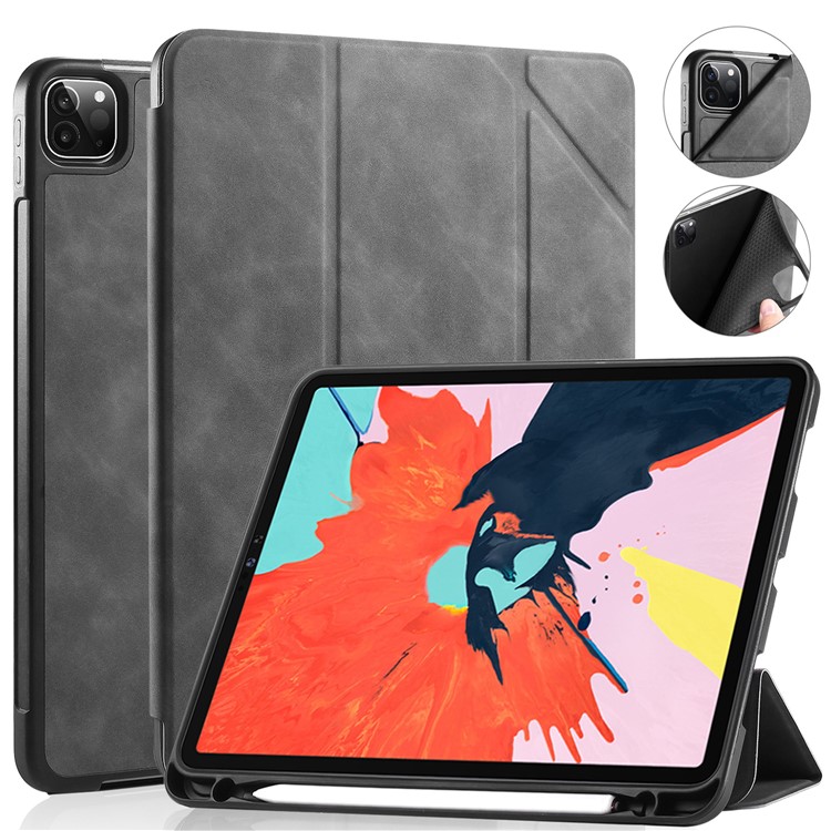 DG.MING See Series Auto Wake & Sleep Leather Phone Case for Apple iPad Pro 11-inch (2020)/(2018) - Grey-1
