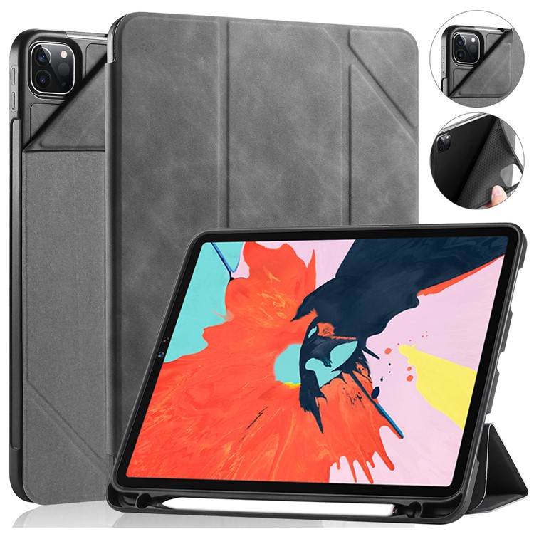 DG.MING See Series Auto Wake & Sleep Leather Phone Case for Apple iPad Pro 11-inch (2020)/(2018) - Grey-19