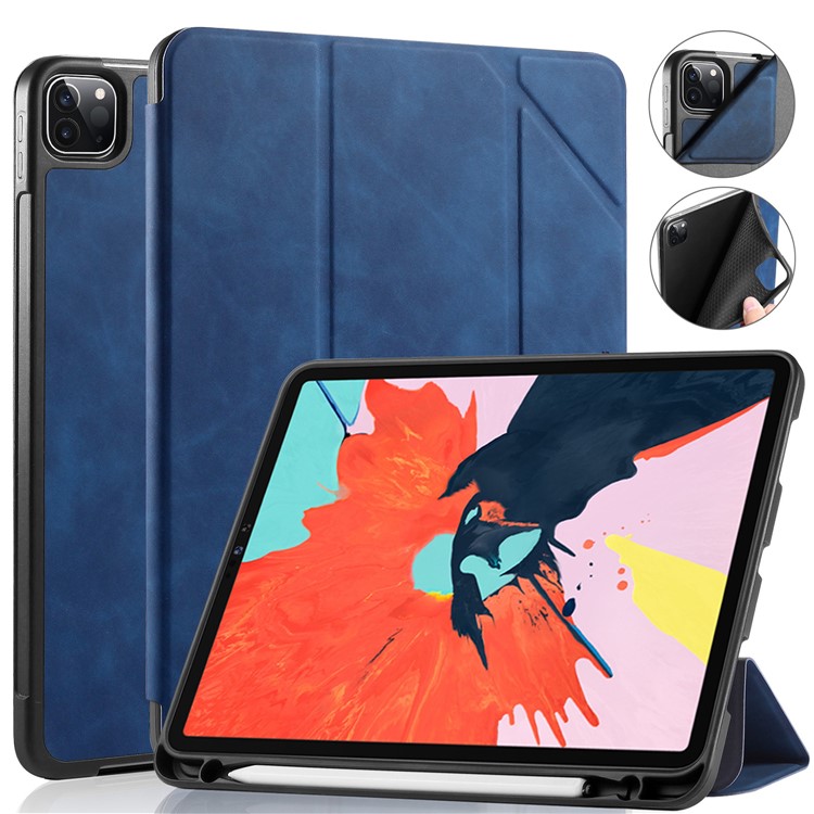 DG.MING See Series Auto Wake & Sleep Leather Phone Case for Apple iPad Pro 11-inch (2020)/(2018) - Blue-1