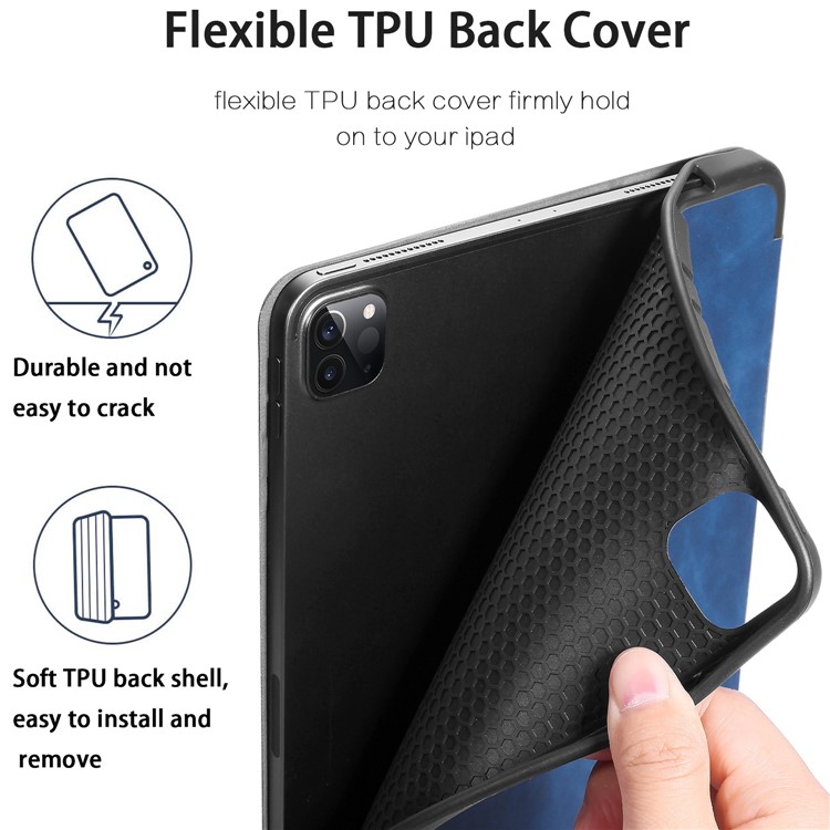 DG.MING See Series Auto Wake & Sleep Leather Phone Case for Apple iPad Pro 11-inch (2020)/(2018) - Blue-4