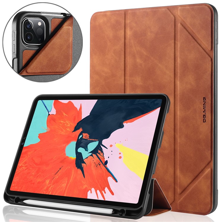 DG.MING See Series Auto Wake & Sleep Leather Phone Case for Apple iPad Pro 11-inch (2020)/(2018) - Brown-2