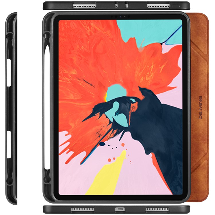 DG.MING See Series Auto Wake & Sleep Leather Phone Case for Apple iPad Pro 11-inch (2020)/(2018) - Brown-21