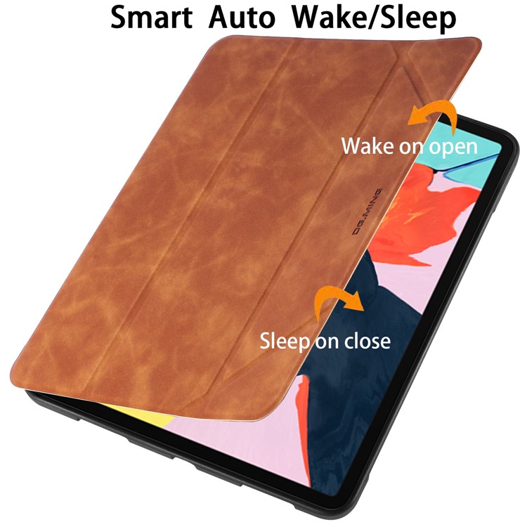 DG.MING See Series Auto Wake & Sleep Leather Phone Case for Apple iPad Pro 11-inch (2020)/(2018) - Brown-3