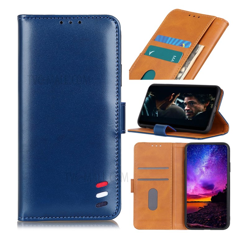 Leather Stand Case with Card Slots for Apple iPhone 12 Pro Max 6.7 inch - Blue-1