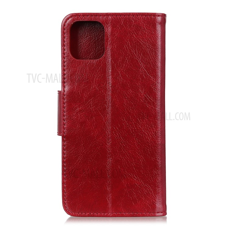 Nappa Texture Split Leather Wallet Phone Case Shell for iPhone 12 Pro Max 6.7 inch - Red-2
