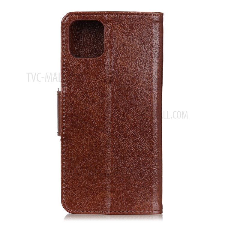 Nappa Texture Split Leather Wallet Phone Case Shell for iPhone 12 Pro Max 6.7 inch - Brown-2